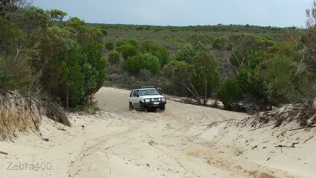 09-DJ muscles his way up the Wyperfeld dune.JPG